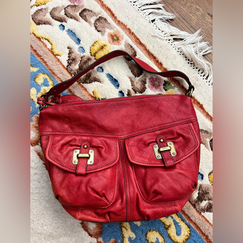 Red Fossil Unique Shoulder Bag - image 1